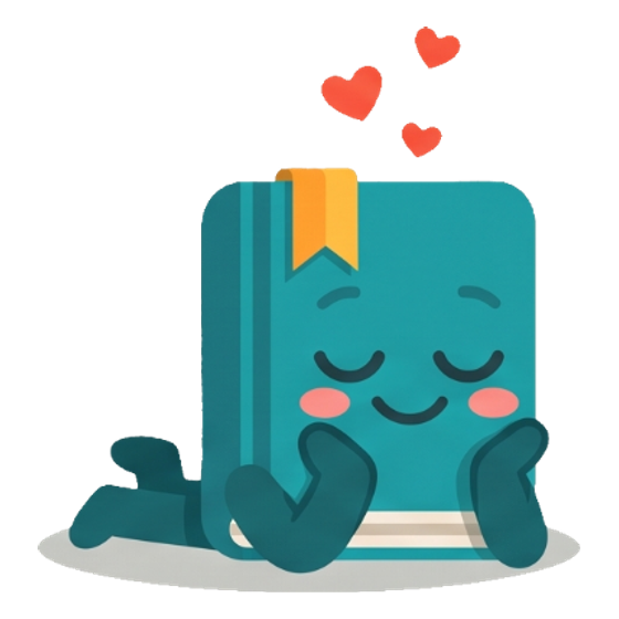 Slateweave book mascot resting peacefully with hearts