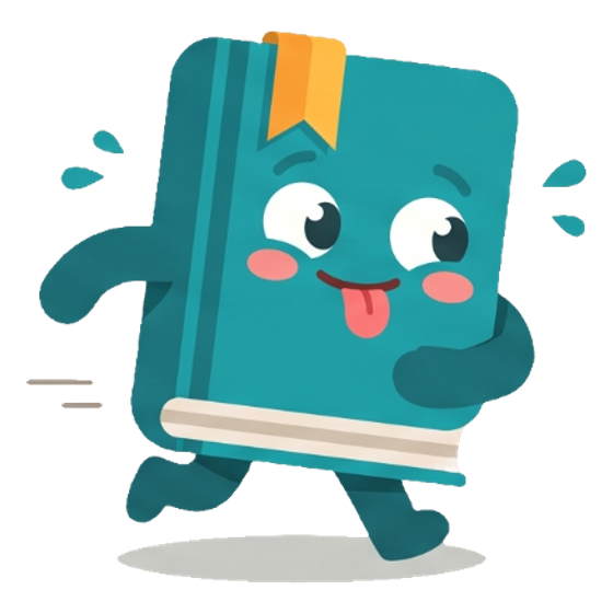 Slateweave book mascot running eagerly with enthusiasm
